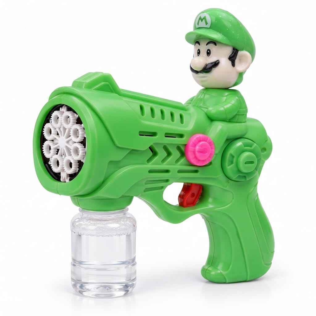 Cartoon Bubble Gun for Kids – One-Click Automatic Bubble Blower with Detachable Cartoon Face